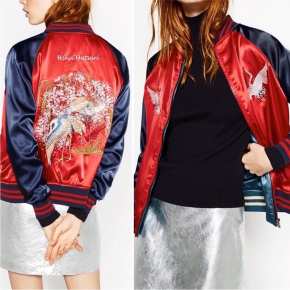 Zara Jackets & Blazers - Zara reversible, satin bomber, letterman jacket, small